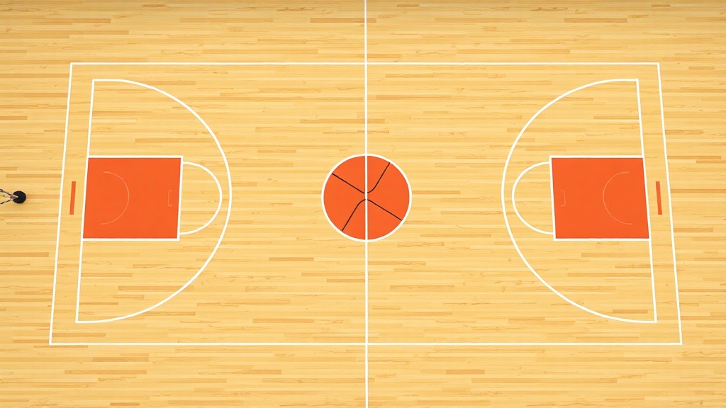 농구 코트의 주요 구역별 구분과 경계선 표시