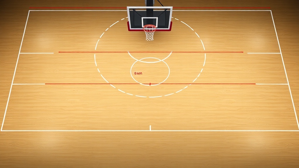 농구 코트 3점 슛 라인의 골대 중심으로부터 거리 측정